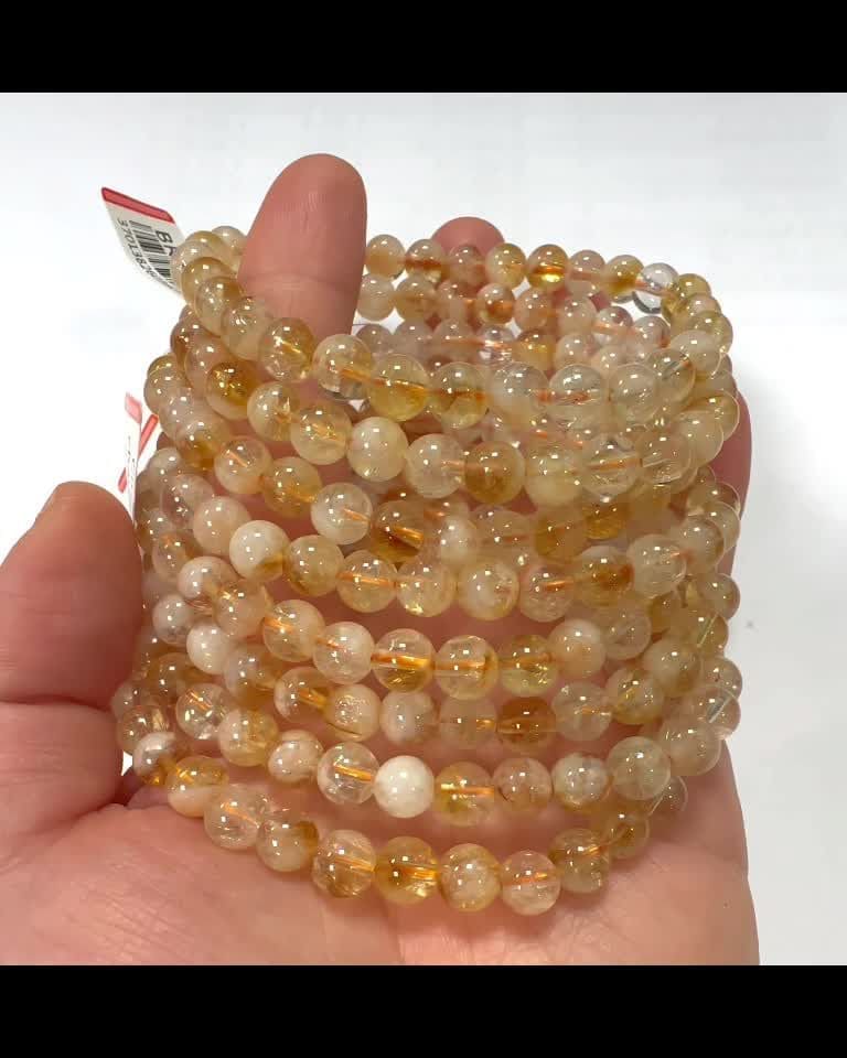 Bracciale in Citrina riscaldato perline 6mm