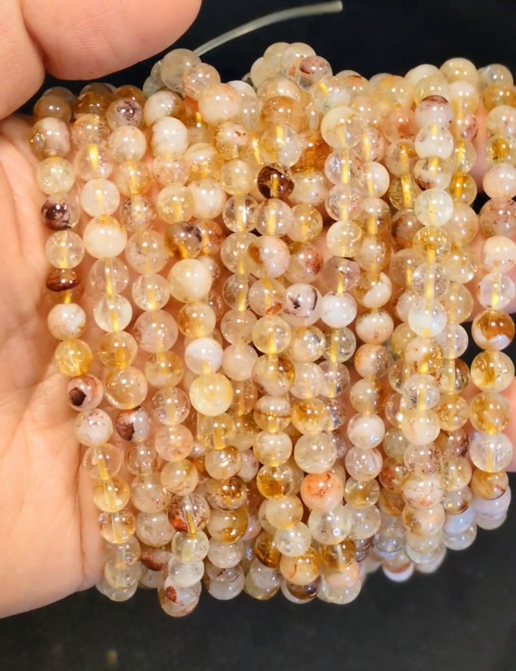 Bracciale in citrino trattato termicamente con perle da 5-6 mm