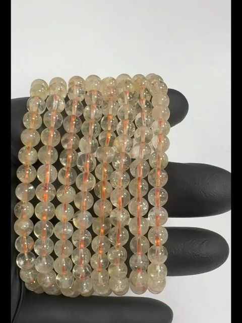 Bracciale con perle di citrino naturale da 6 mm