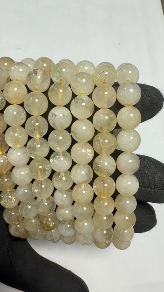 Bracciale in Citrino Naturale AB con Perle da 8-9mm