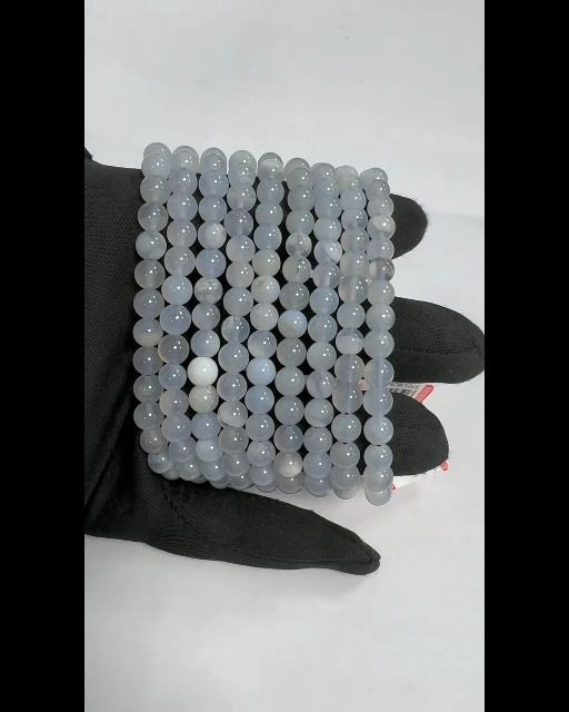 Bracciale in calcedonio blu con perline da 6-6.5 mm