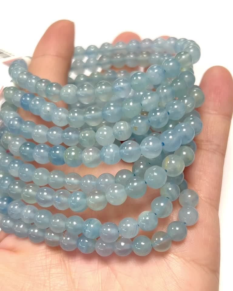 Bracciale Calcite Blu AAA perline 5-6mm