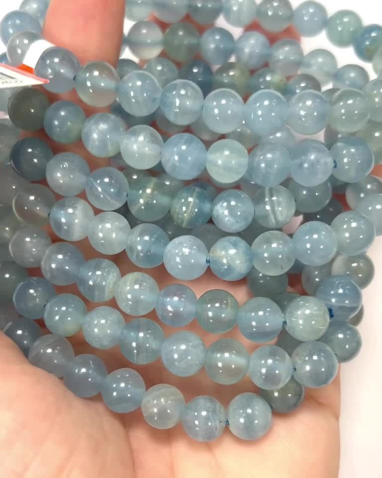 Bracciale Blue Calcite AAA perles 8mm