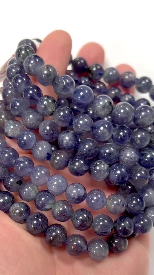 Bracciale Cordierite Lolite AAA perline 7.5-8.5 mm