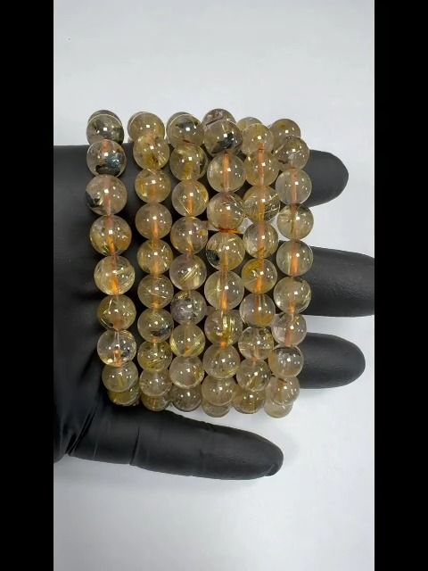 Bracciale in cristallo di rocca Perle AAA di ematite rutilata 9-10 mm