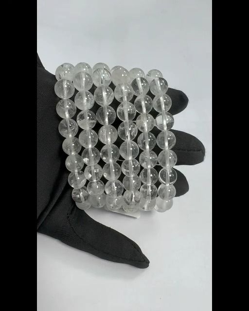 Bracciale in cristallo di rocca con perline da 10 mm