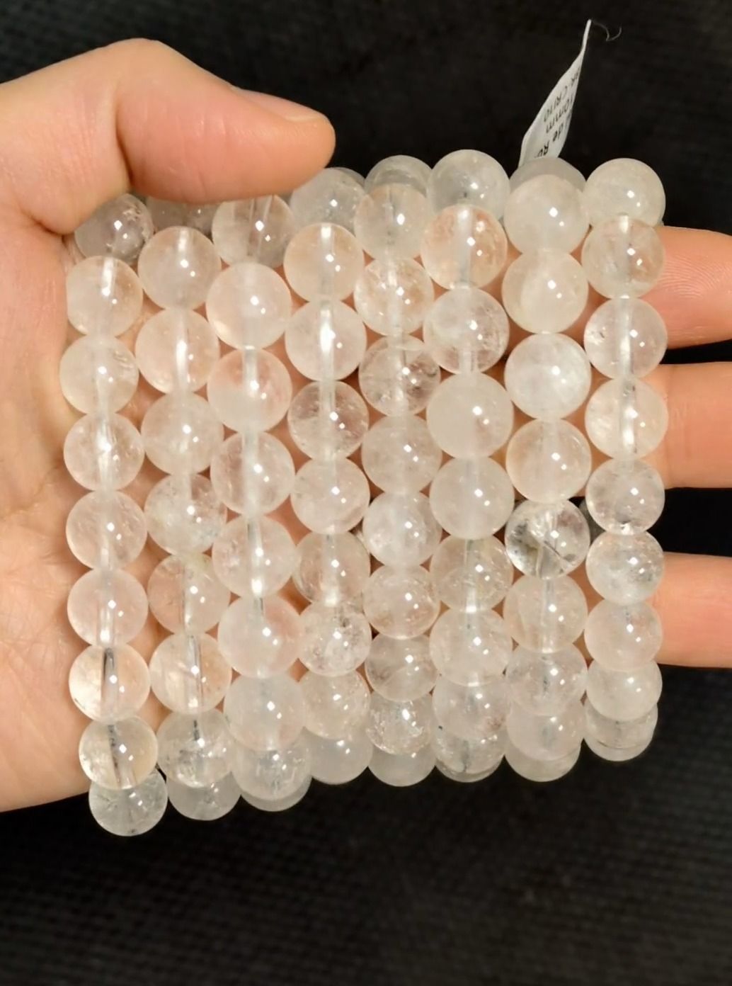 Bracciale in cristallo di rocca con perline da 10 mm