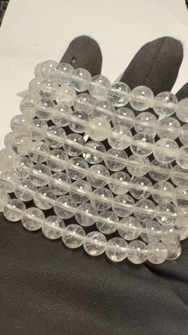 Bracciale Cristallo di Rocca Crack AB perle 8mm