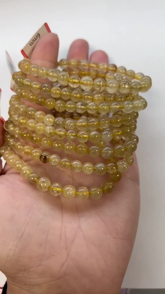 Bracciale in cristallo di rocca rutilo con perle A+ da 6-7 mm