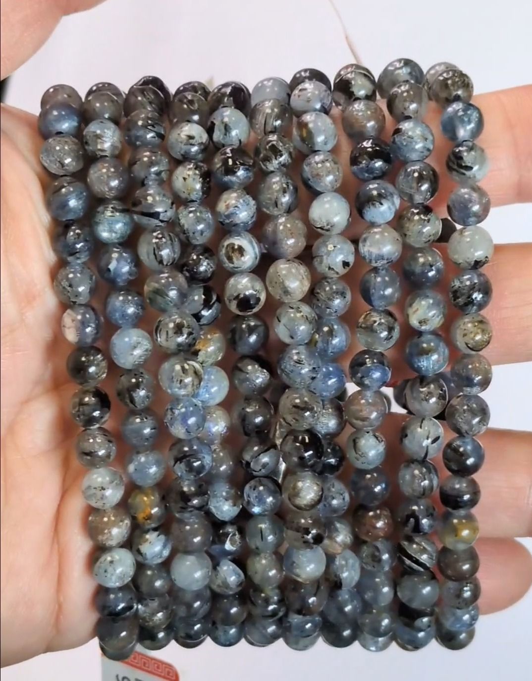 Bracciale in cianite blu naturale con perle da 5,5 mm