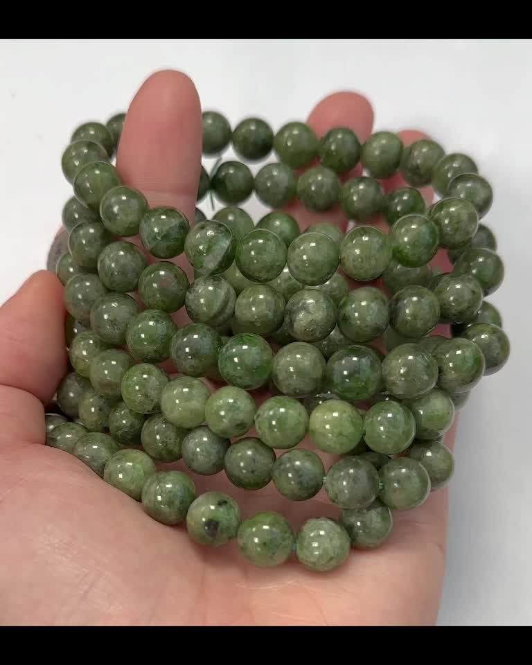 Bracciale Diopside Perle Verdi AA 9-10mm