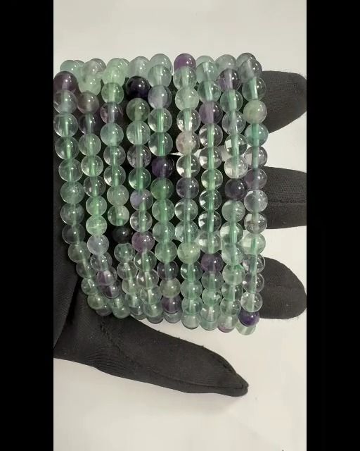Bracciale in fluorite multicolore con perline da 6-7 mm
