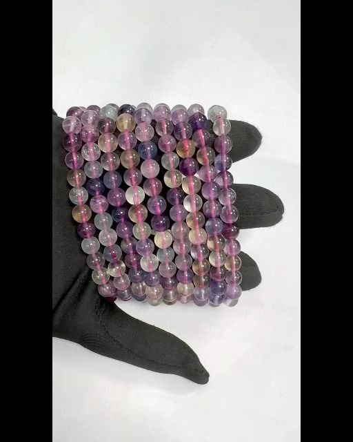 Bracciale in Fluorite multicolore con perline AA da 7 mm