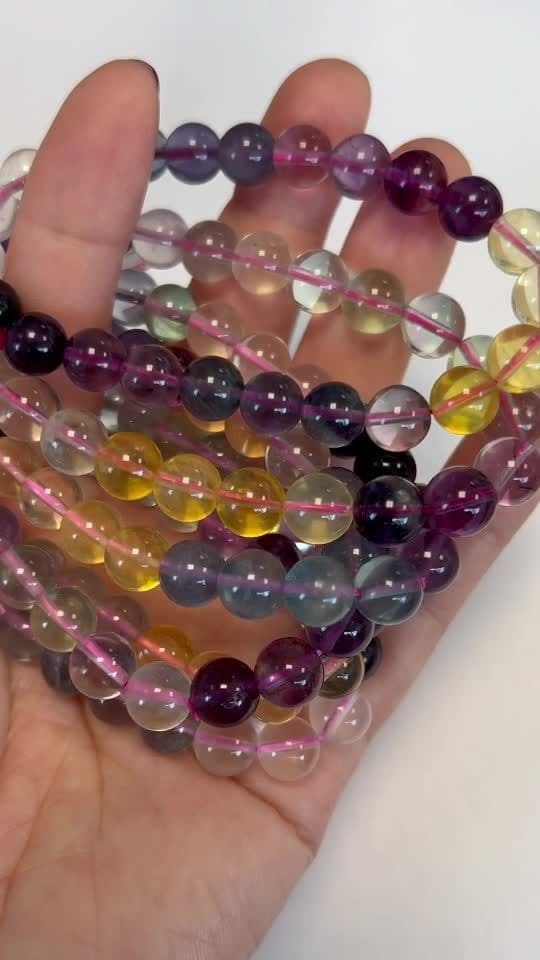 Bracciale Fluorite multicolore AAA perles 8mm