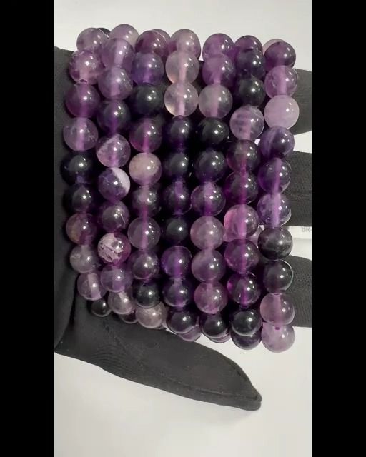 Bracciale in Fluorite Viola con perline da 8mm
