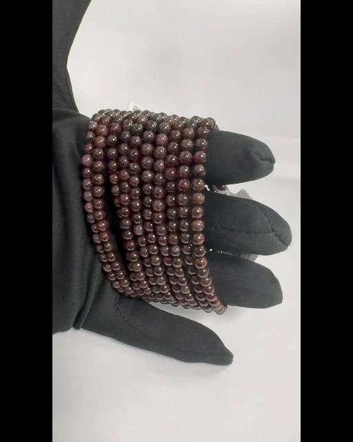 Bracciale Rosso Granato perline A 4mm