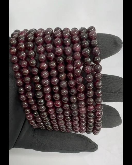 Bracciale in granato rosso con perline da 5-6 mm
