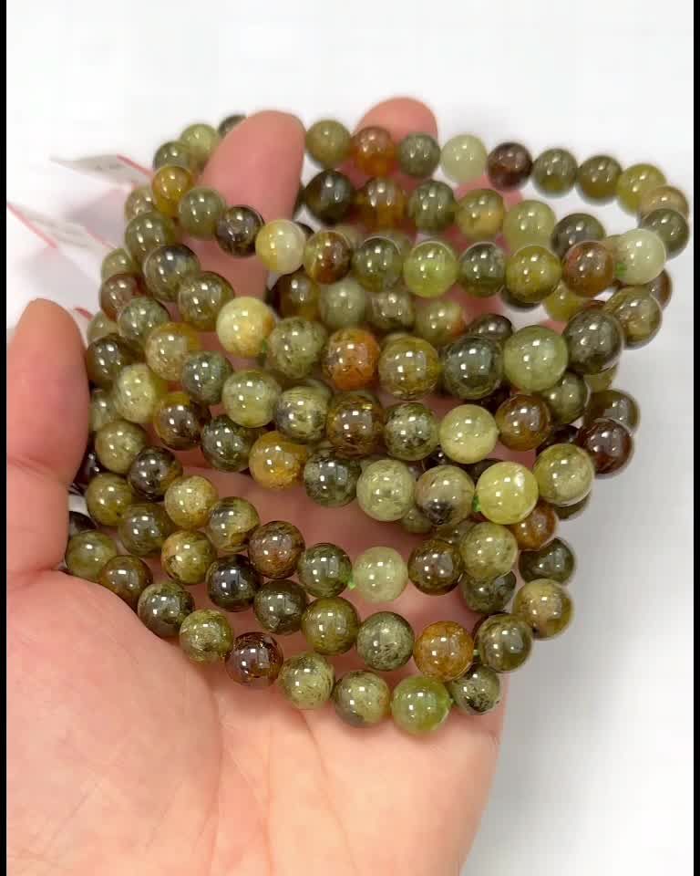 Bracciale Granato Verde Grossolano Perline AA 7,5-8,5 mm