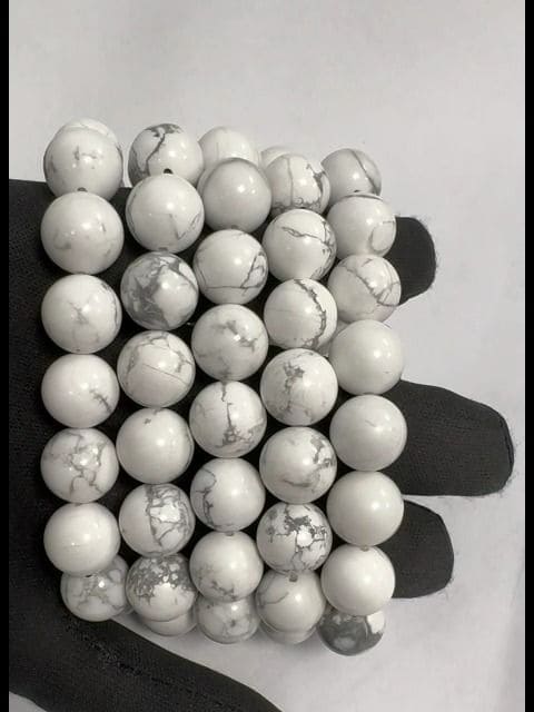 Bracciale Howlite A perles 12mm