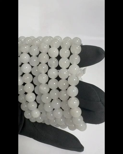 Perle di bracciale in  Jade Bianco 8mm