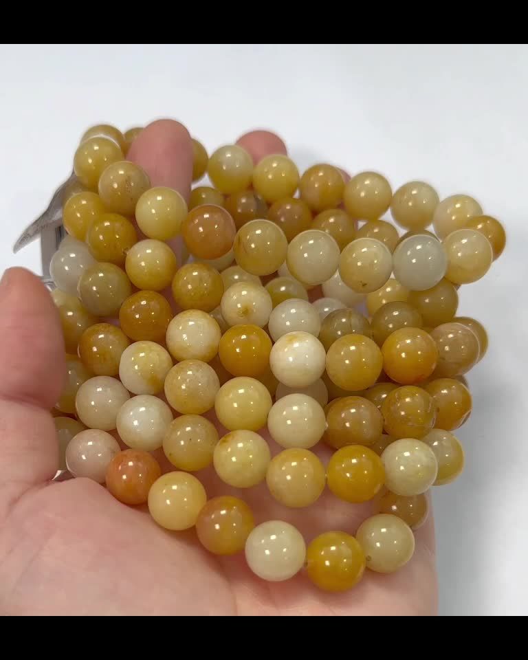 Bracciale Giada Gialla A perle 10mm