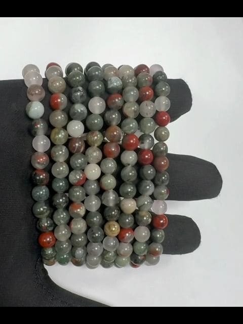 Bracciale con perline di diaspro eliotropio bloodstone 6-7mm