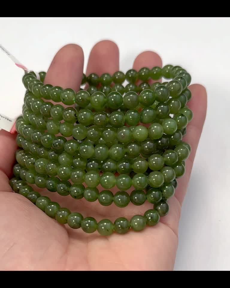 Bracciale Jade Nephrite Canada AA perline 6mm