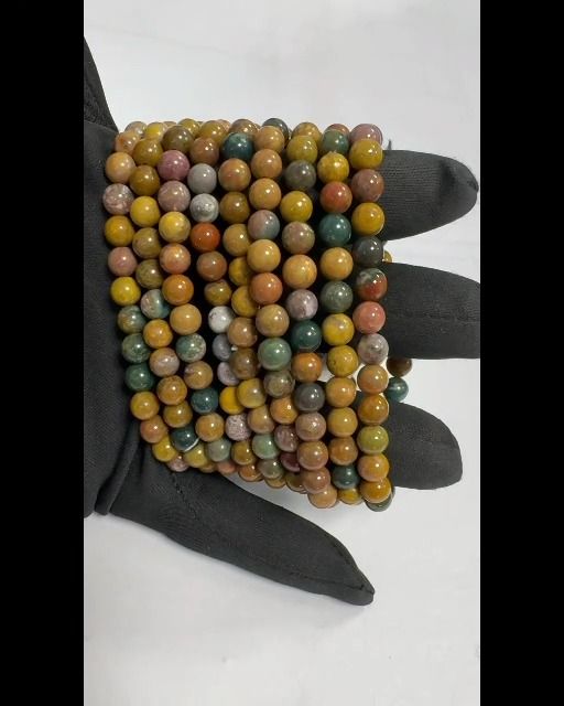 Bracciale in diaspro oceanico con perline da 6 mm