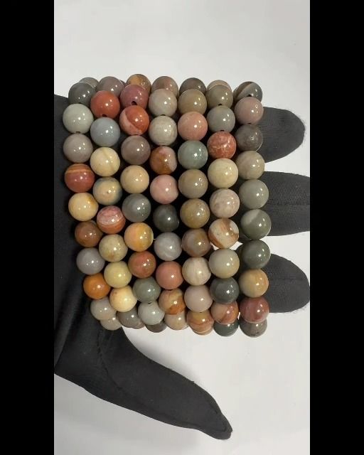 Bracciale in diaspro oceanico con perline da 8 mm