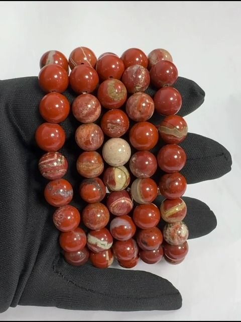 Bracciale con perline di diaspro rosso 10mm