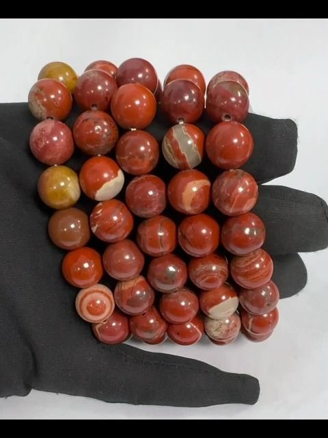 Bracciale con perline di diaspro rosso 12mm