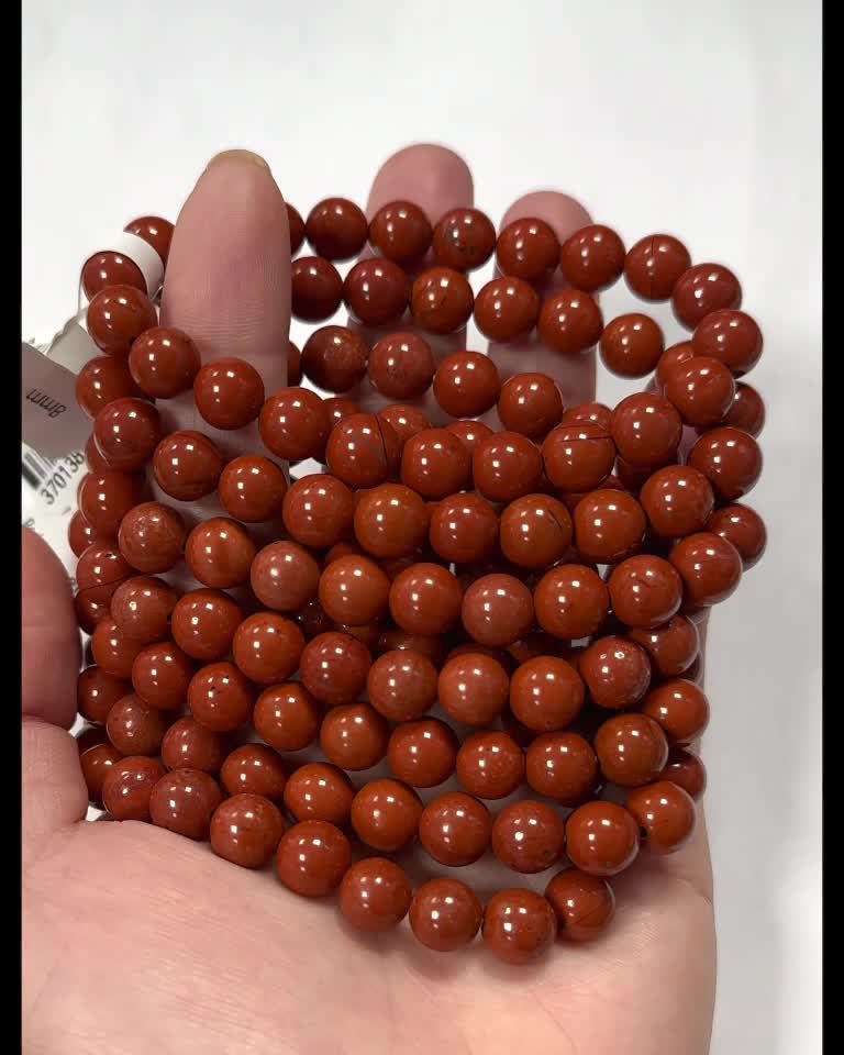 Bracciale in diaspro rosso A perline da 8-9 mm