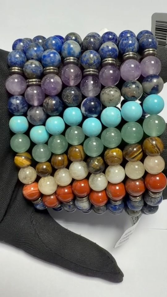 Bracciale Lapislazzuli 7 Chakra AB perle 8mm