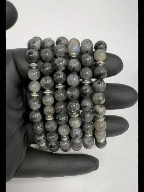 Bracciale Labradorite Larvikite & Charms A 8mm