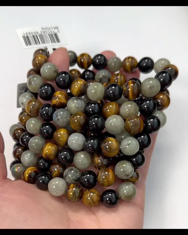 Bracciale in labradorite occhio di tigre Onyx perline 10mm