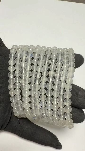 Bracciale in Pietra di Luna Bianca Peristerite AA perle 6-7mm