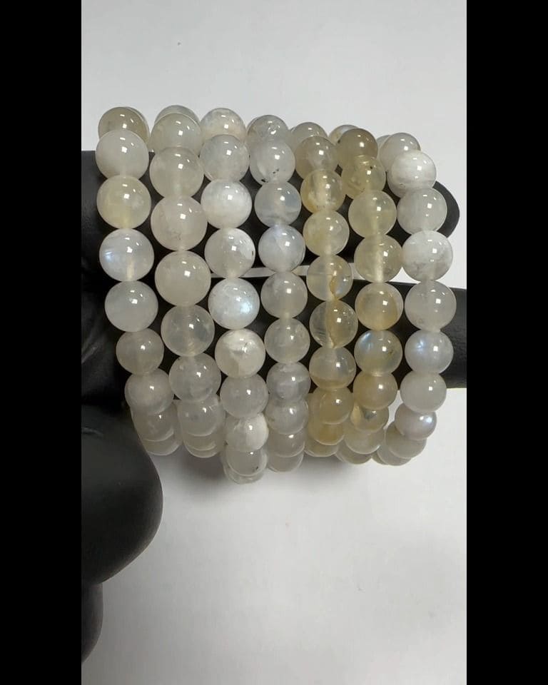Bracciale in pietra di luna bianca peristerite perline 7.5-8.5 mm