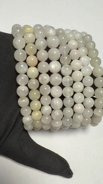 Bracciale in Pietra di Luna Bianca Peristerite AB perle 7.5-8.5mm
