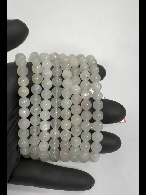 Bracciale pietra di luna bianca Peristerite A perline 7.5-8.5mm