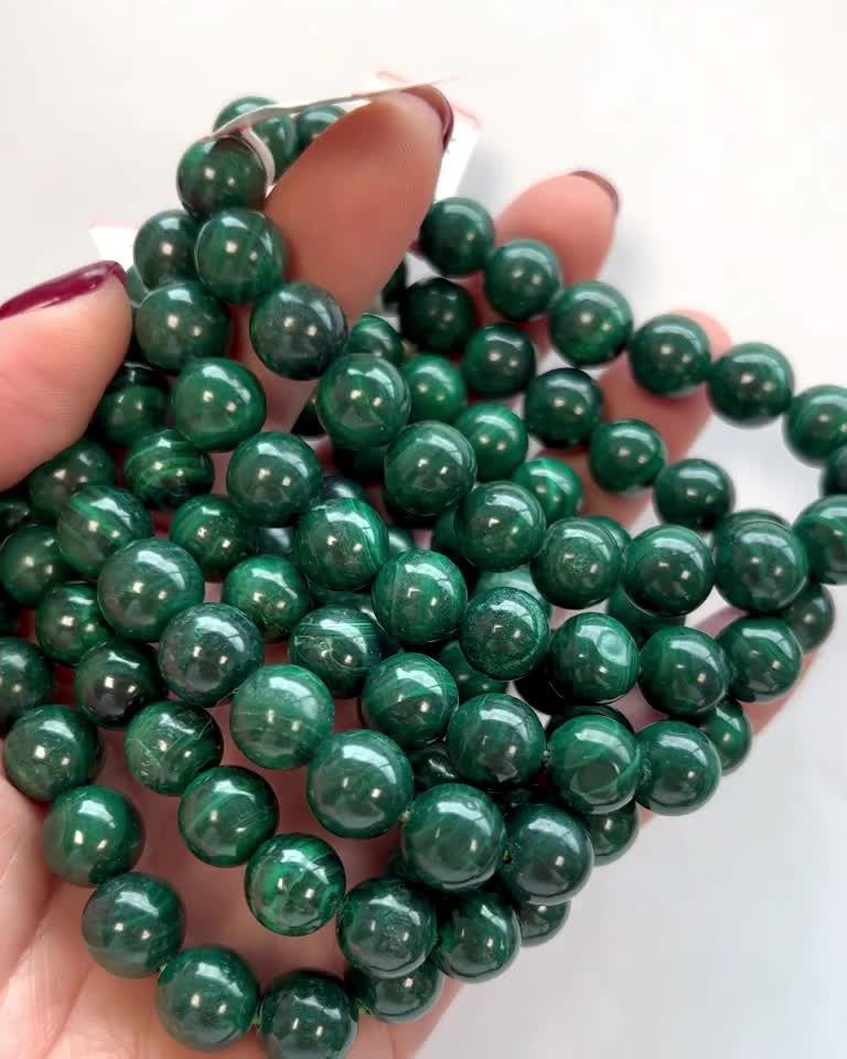 Bracciale in malachite A perle 10mm