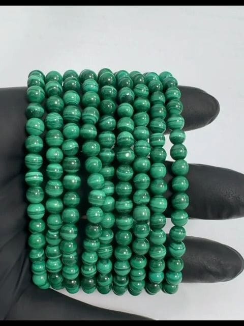 Bracciale Malachite Trasparente AAA perline 5-6mm