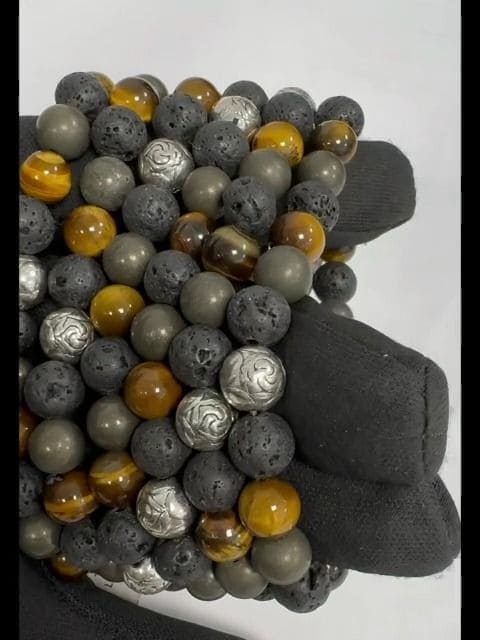 Bracciale Occhio di tigre pirite Lavica & Charms A 8mm