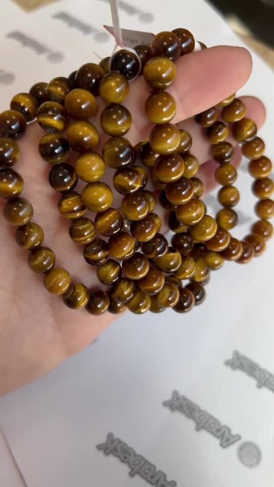 Bracciale occhio di tigre con perline AAA da 8-8.5 mm