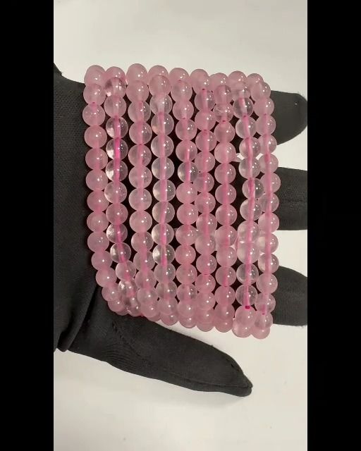Bracciale in quarzo rosa AA perline 6-7mm