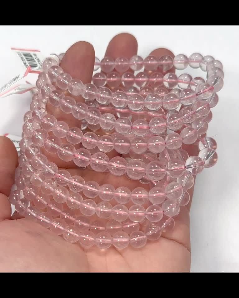 Bracciale Quarzo Rosa Perle AAA 6-7mm