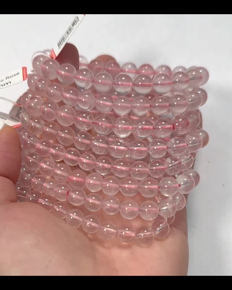 Bracciale Perle di quarzo rosa AA 7,5-8,5 mm