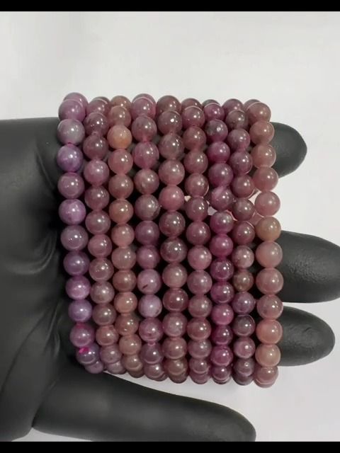 Bracciale con rubini, perline AA da 6-7 mm