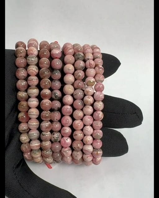 Bracciale in rodocrosite argentina A perline da 5,5-6,5 mm