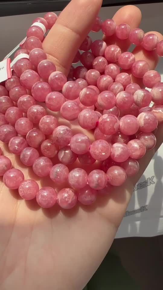 Bracciale Argentina Rodocrosite Perline AAAA 7,5-8,5 mm
