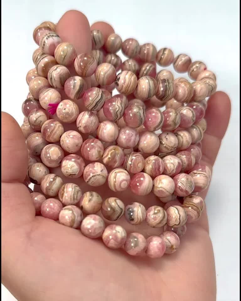 Bracciale Rodocrosite Argentina perline A 8,5-9,5 mm